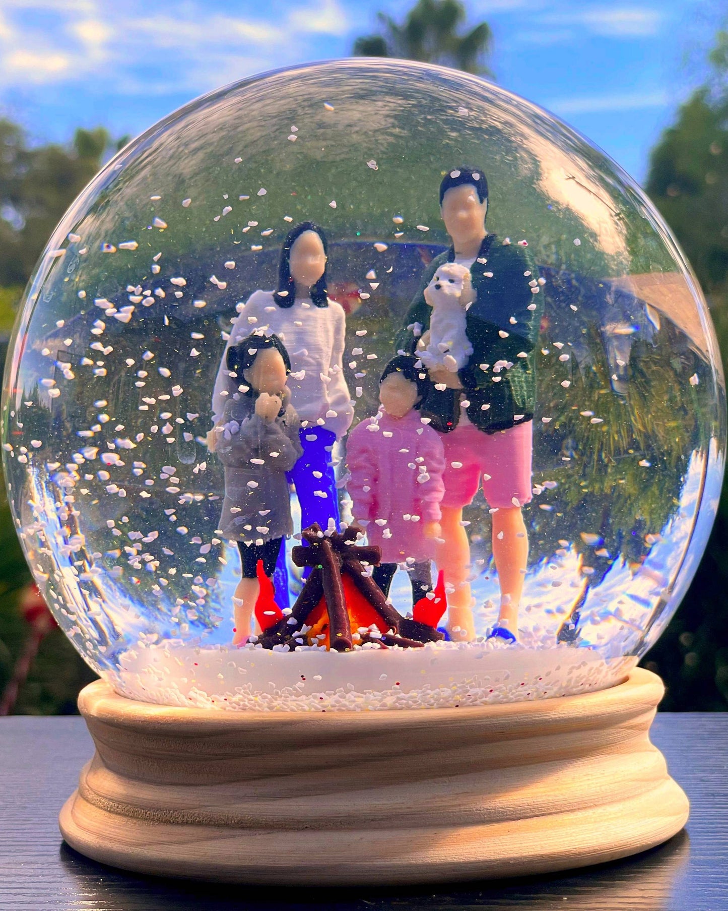 Custom 6-inch 4-Person Snow Globe with Background Prop