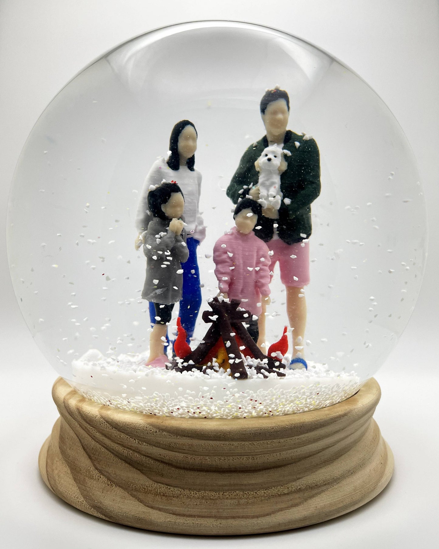 Custom 6-inch 4-Person Snow Globe with Background Prop