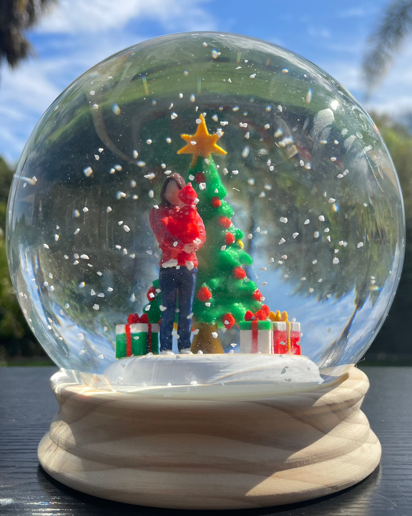 Custom 6-Inch snowglobe-2 person with background prop